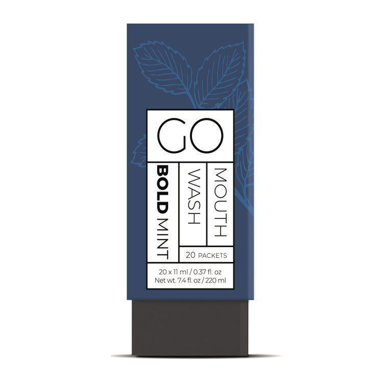 Individual Mouthwash Packets, Display Pack, Bold Mint Flavor, 0.37 oz Packet, 20/Pack