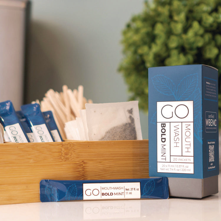 Individual Mouthwash Packets, Display Pack, Bold Mint Flavor, 0.37 oz Packet, 20/Pack