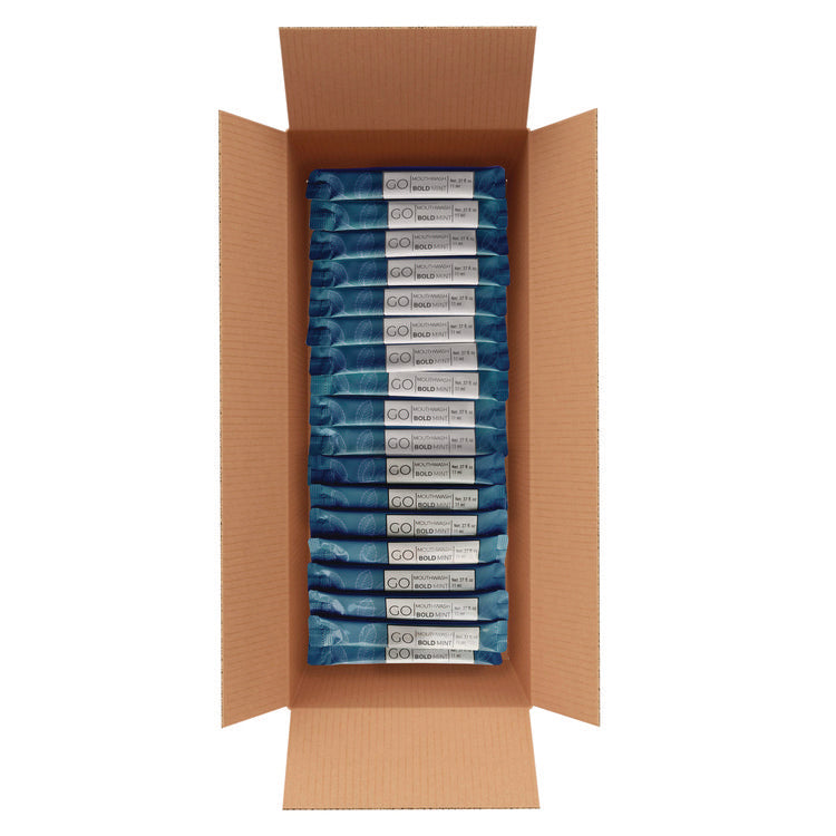 Individual Mouthwash Packets, Bold Mint Flavor, 0.37 oz Packet, 250/Box