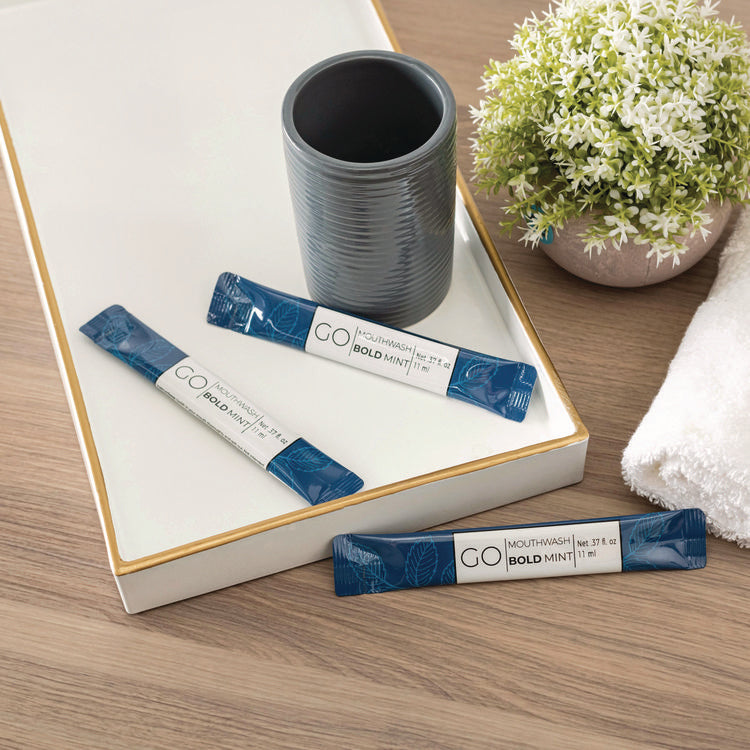 Individual Mouthwash Packets, Bold Mint Flavor, 0.37 oz Packet, 250/Box