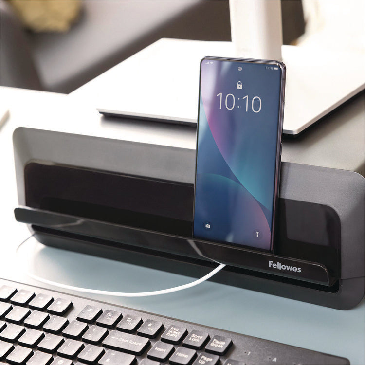 Breyta Monitor Stand, 13.94" x 11.97" x 3.25" to 6", Black, Supports 33 lbs