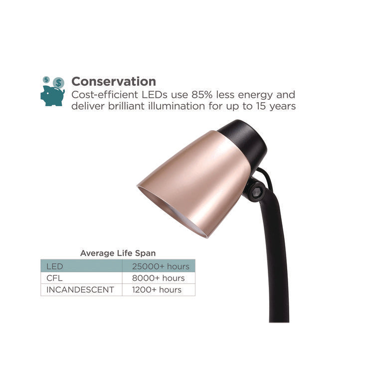 Modern LED Desk Lamp, Black/Rose Gold