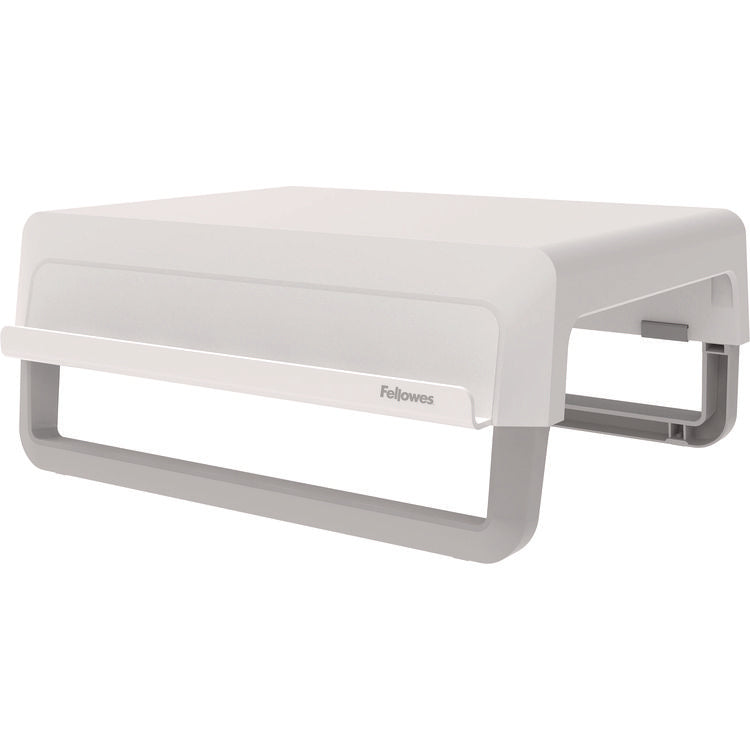 Breyta Monitor Stand, 13.94" x 11.97" x 3.25" to 6", White, Supports 33 lbs