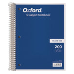 Coil-Lock Wirebound Notebook, 3-Hole Punch, 5-Subject, College Rule, Randomly Assorted Covers, (200) 11 x 8.5 Sheets