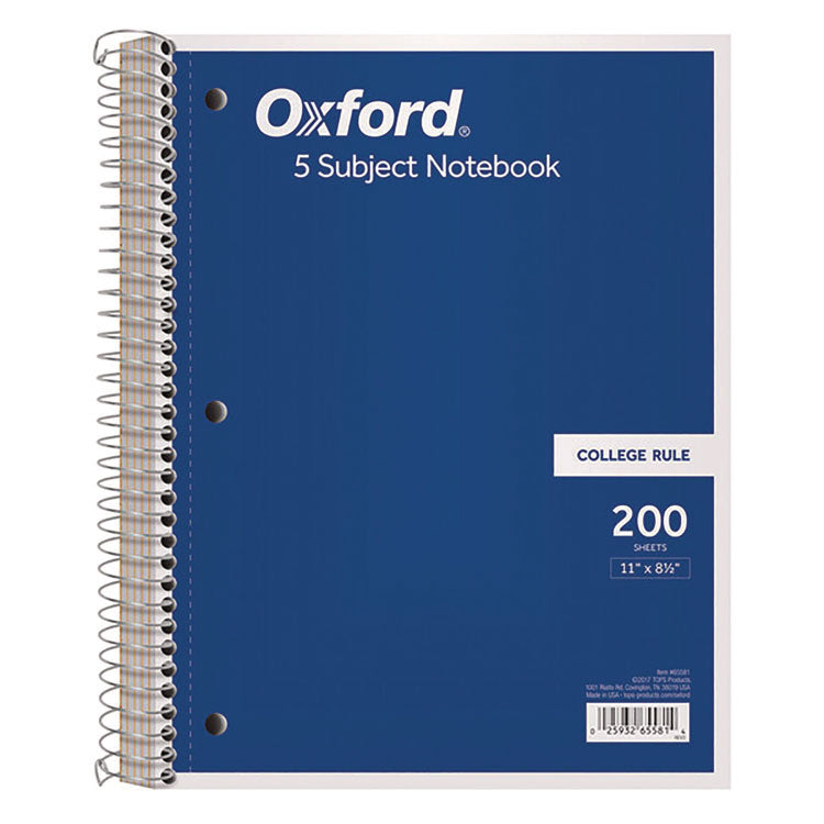 Coil-Lock Wirebound Notebook, 3-Hole Punch, 5-Subject, College Rule, Randomly Assorted Covers, (200) 11 x 8.5 Sheets