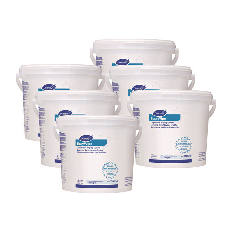 Easywipe Disposable Wiping Refill, 8.63 x 24.88, White, 125/Bucket, 6/Carton
