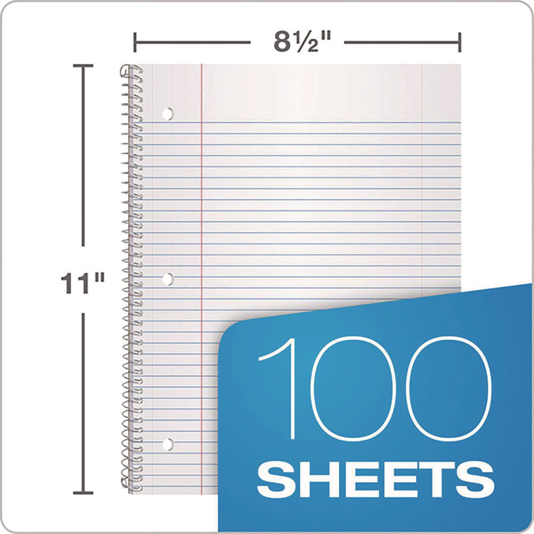 Coil-Lock Wirebound Notebook, 3-Hole Punched, Medium/College Rule, Randomly Assorted Covers, (100) 11 x 8.5 Sheets