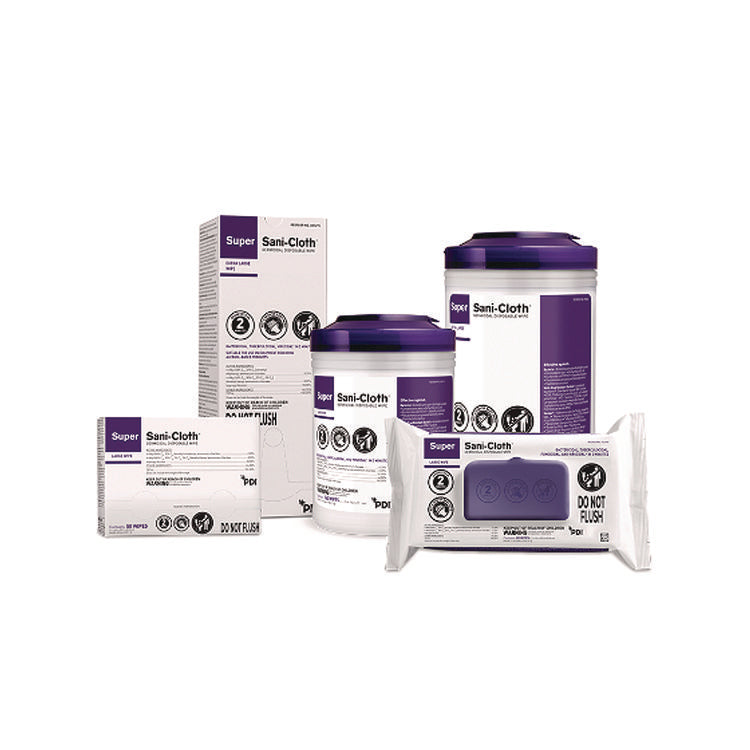 Super Sani-Cloth Individually Wrapped Germicidal Disposable Wipes, Large, 1-Ply, 5 X 8, Unscented, White, 50/pack