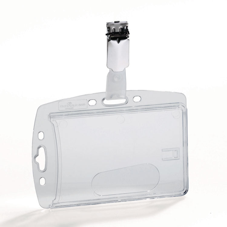 Id/security Card Holder Set, Vertical/horizontal, Clip, Clear, 25/pack