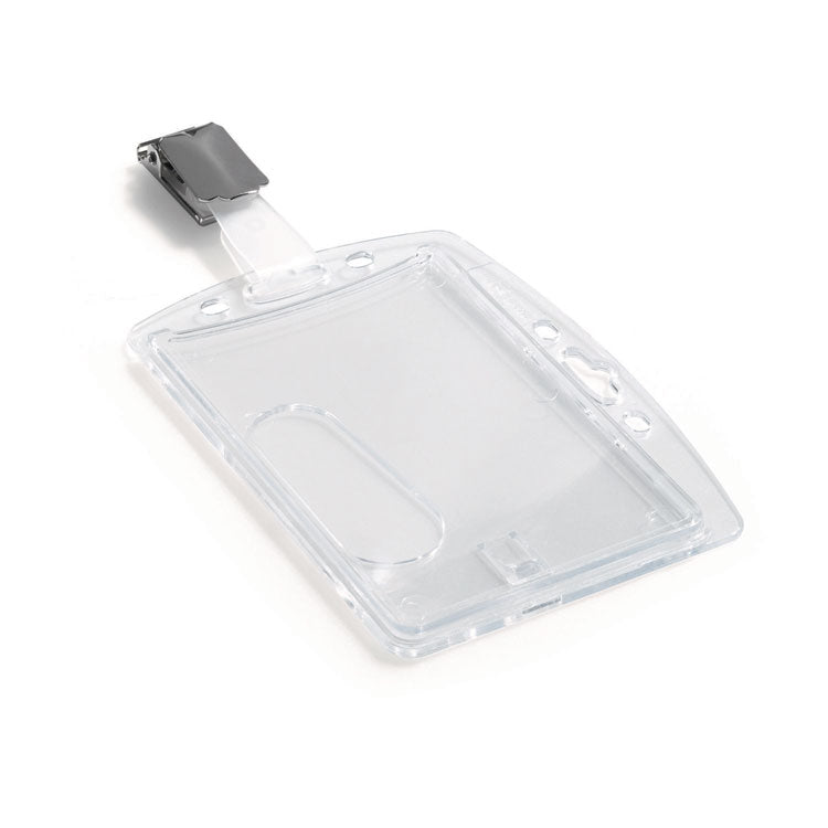 Id/security Card Holder Set, Vertical/horizontal, Clip, Clear, 25/pack