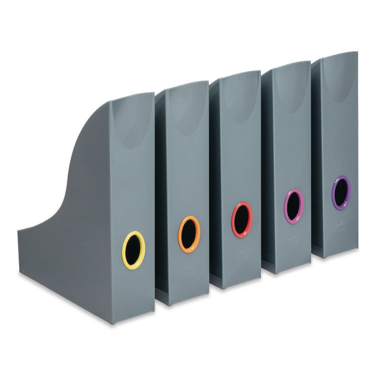 VARICOLOR Plastic Magazine Racks, 2.88w x 9.5d x 12h, Gray/Multicolor, 5/Pack