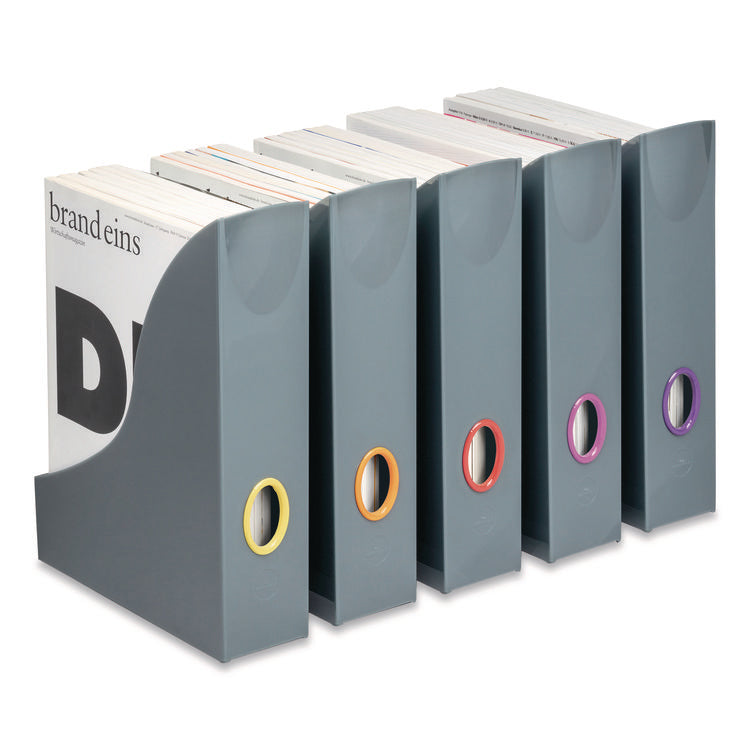 VARICOLOR Plastic Magazine Racks, 2.88w x 9.5d x 12h, Gray/Multicolor, 5/Pack