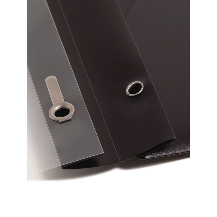 Clear Front Poly Report Cover, Double-Prong Fastener, 0.5" Capacity, 8.5 X 11, Clear/black, 5/pack