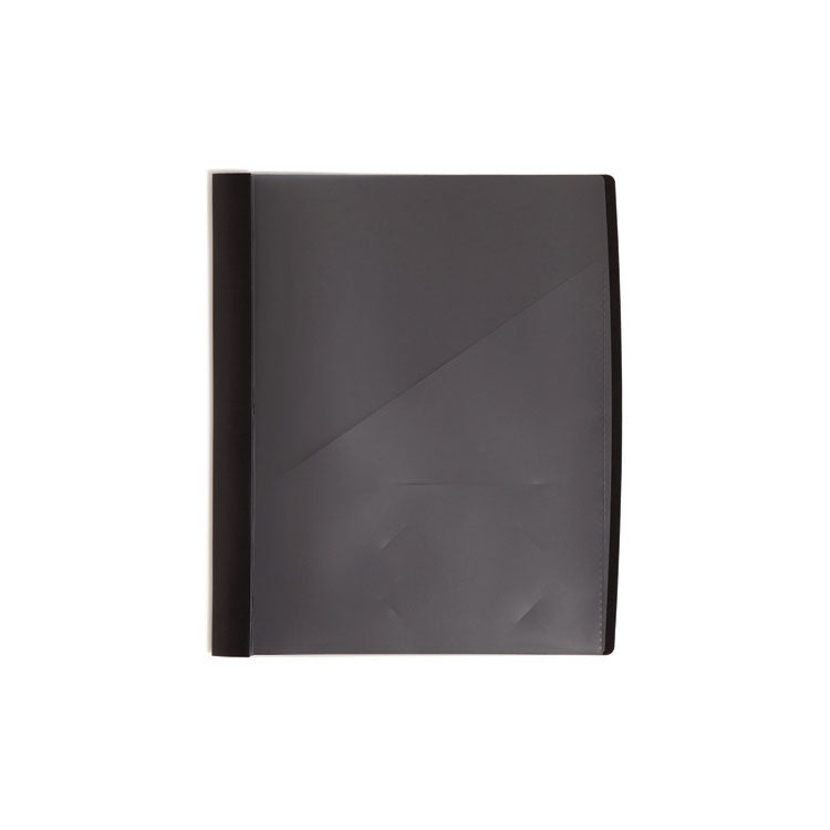 Clear Front Poly Report Cover, Double-Prong Fastener, 0.5" Capacity, 8.5 X 11, Clear/black, 5/pack