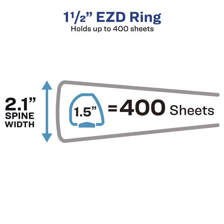 Heavy-Duty View Binder With Durahinge, One Touch Ezd Rings/extra-Wide Cover, 3 Ring, 1.5" Capacity, 11 X 8.5, White, (1319)