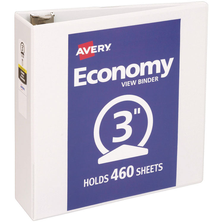 Economy View Binder With Round Rings , 3 Rings, 3" Capacity, 11 X 8.5, White, (5741)