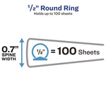 Economy View Binder With Round Rings , 3 Rings, 0.5" Capacity, 11 X 8.5, Black, (5705)