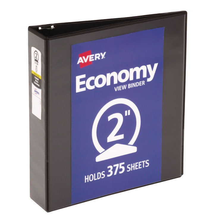 Economy View Binder With Round Rings , 3 Rings, 2" Capacity, 11 X 8.5, Black, (5730)