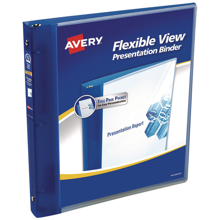 Flexible View Binder With Round Rings, 3 Rings, 0.5" Capacity, 11 X 8.5, Blue