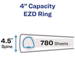 Heavy-Duty View Binder With Durahinge And Locking One Touch Ezd Rings, 3 Rings, 4" Capacity, 11 X 8.5, White