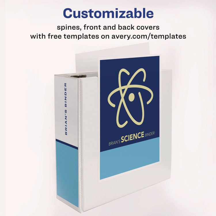 Heavy-Duty View Binder With Durahinge And Locking One Touch Ezd Rings, 3 Rings, 4" Capacity, 11 X 8.5, White