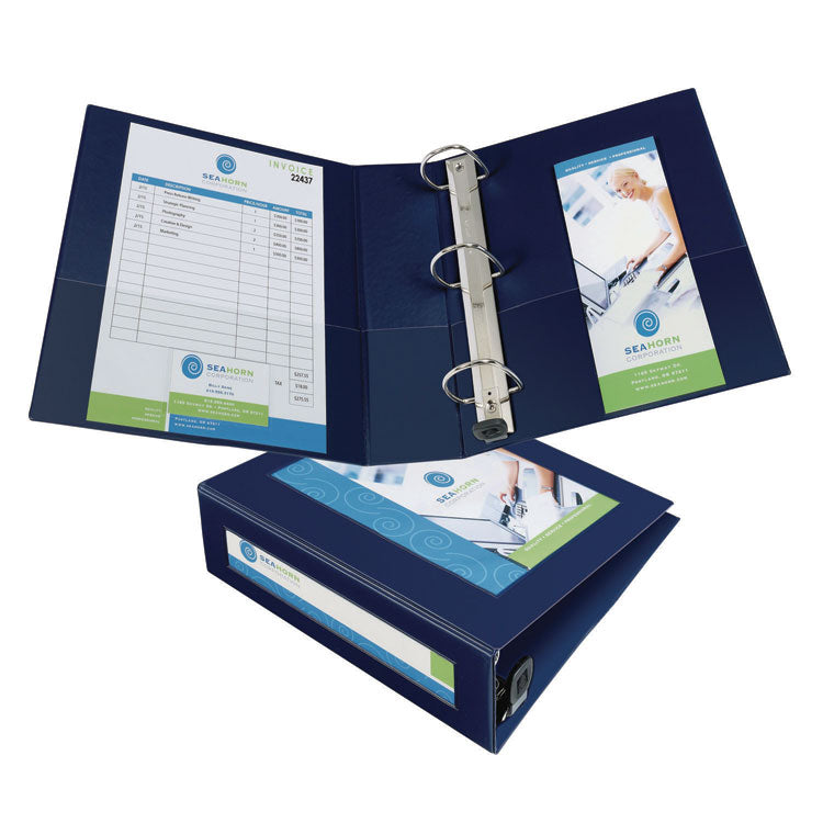 Framed View Heavy-Duty Binders, 3 Rings, 3" Capacity, 11 X 8.5, Navy Blue