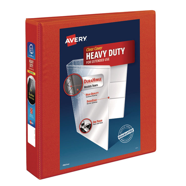 Heavy-Duty View Binder With Durahinge And One Touch Ezd Rings, 3 Rings, 1.5" Capacity, 11 X 8.5, Red