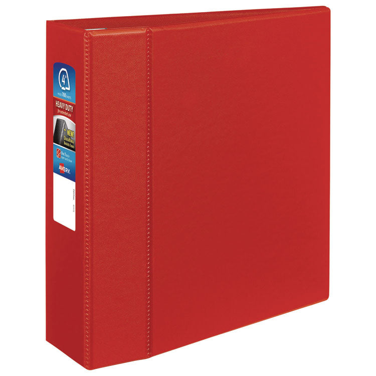 Heavy-Duty Non-View Binder With Durahinge And Locking One Touch Ezd Rings, 3 Rings, 4" Capacity, 11 X 8.5, Red