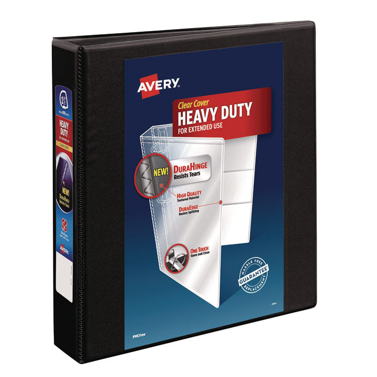 Heavy-Duty View Binder With Durahinge And One Touch Ezd Rings, 3 Rings, 1.5" Capacity, 11 X 8.5, Black