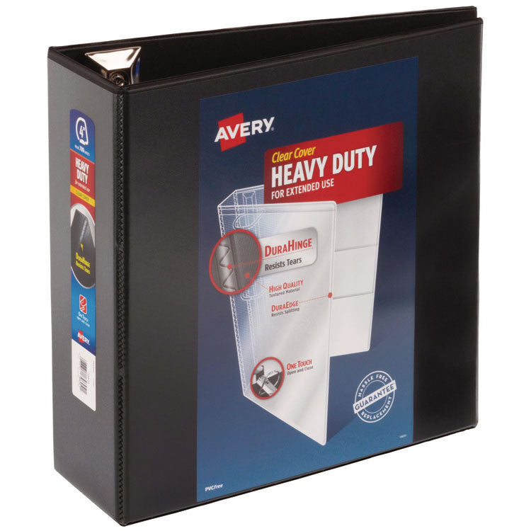 Heavy-Duty View Binder With Durahinge And Locking One Touch Ezd Rings, 3 Rings, 4" Capacity, 11 X 8.5, Black