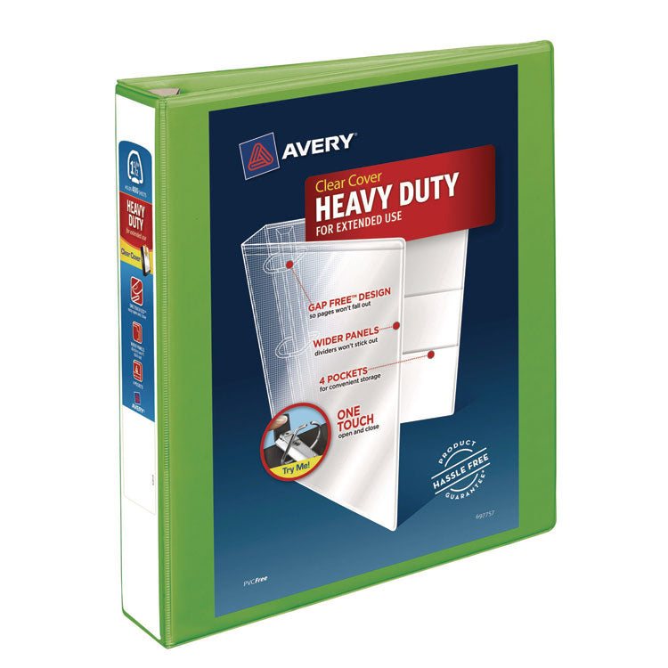 Heavy-Duty View Binder With Durahinge And One Touch Ezd Rings, 3 Rings, 1.5" Capacity, 11 X 8.5, Chartreuse