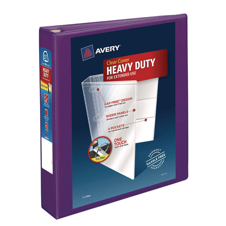 Heavy-Duty View Binder With Durahinge And One Touch Ezd Rings, 3 Rings, 1.5" Capacity, 11 X 8.5, Purple