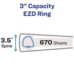 Heavy-Duty View Binder With Durahinge And Locking One Touch Ezd Rings, 3 Rings, 3" Capacity, 11 X 8.5, Navy Blue