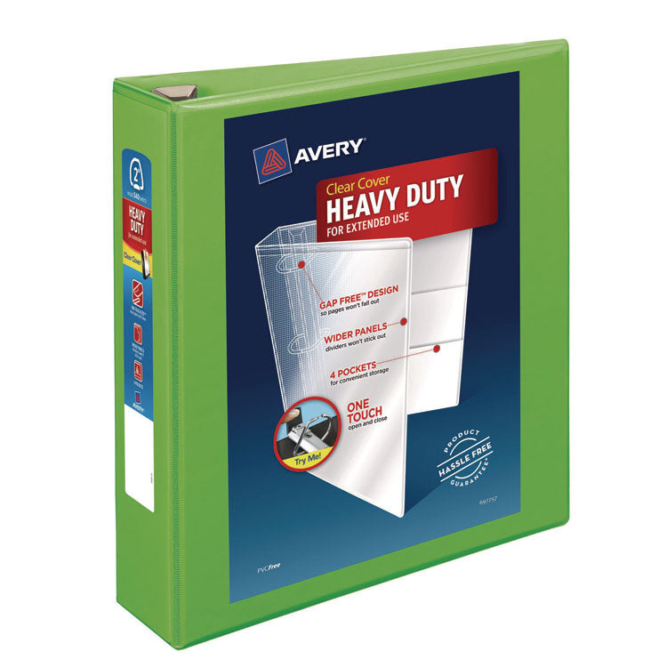 Heavy-Duty View Binder With Durahinge And One Touch Ezd Rings, 3 Rings, 2" Capacity, 11 X 8.5, Chartreuse