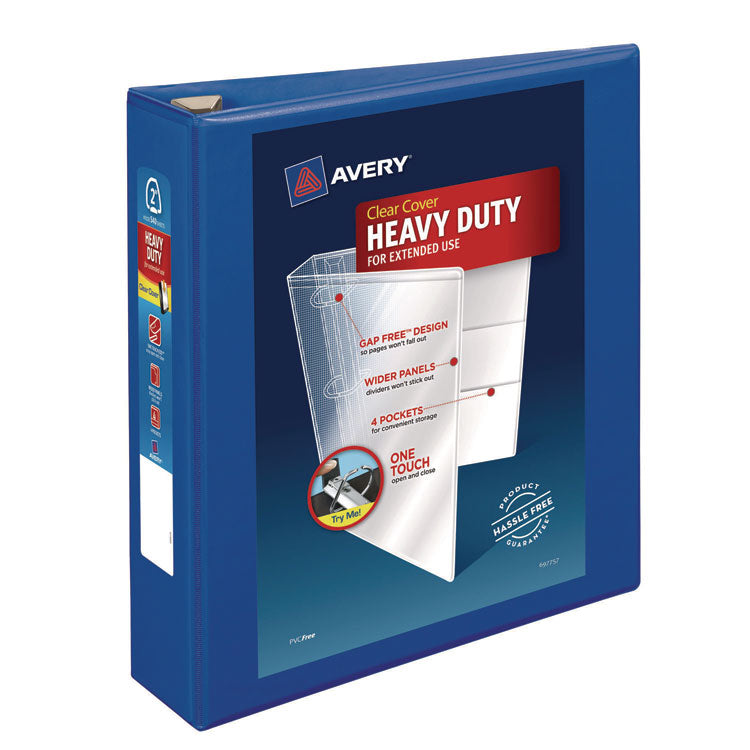 Heavy-Duty View Binder With Durahinge And One Touch Ezd Rings, 3 Rings, 2" Capacity, 11 X 8.5, Pacific Blue