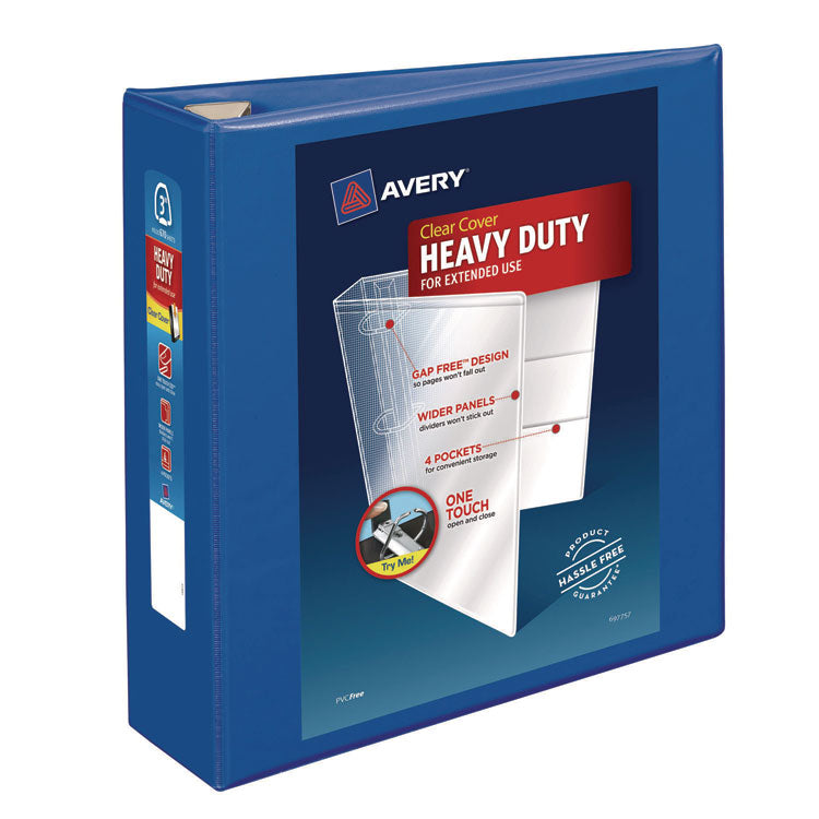 Heavy-Duty View Binder With Durahinge And Locking One Touch Ezd Rings, 3 Rings, 3" Capacity, 11 X 8.5, Pacific Blue