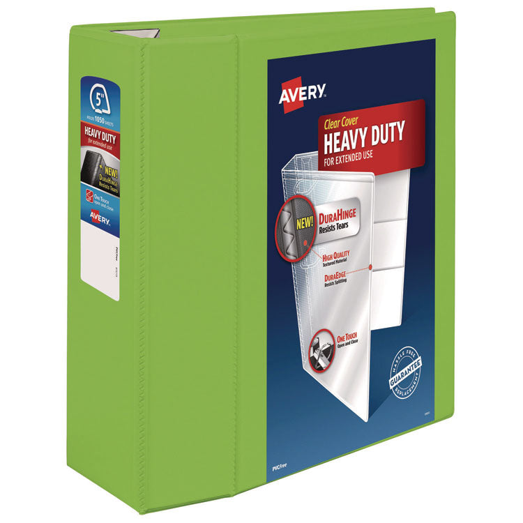 Heavy-Duty View Binder With Durahinge And Locking One Touch Ezd Rings, 3 Rings, 5" Capacity, 11 X 8.5, Chartreuse