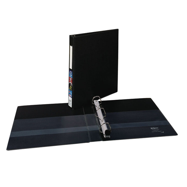 Heavy-Duty Non-View Binder with DuraHinge, One Touch EZD Rings and Spine Label Holder, 3 Rings, 1" Capacity, 11 x 8.5, Black