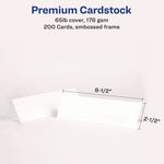 Medium Embossed Tent Cards, White, 8.5 x 2.5, 2 Cards/Sheet, 50 Sheets/Box