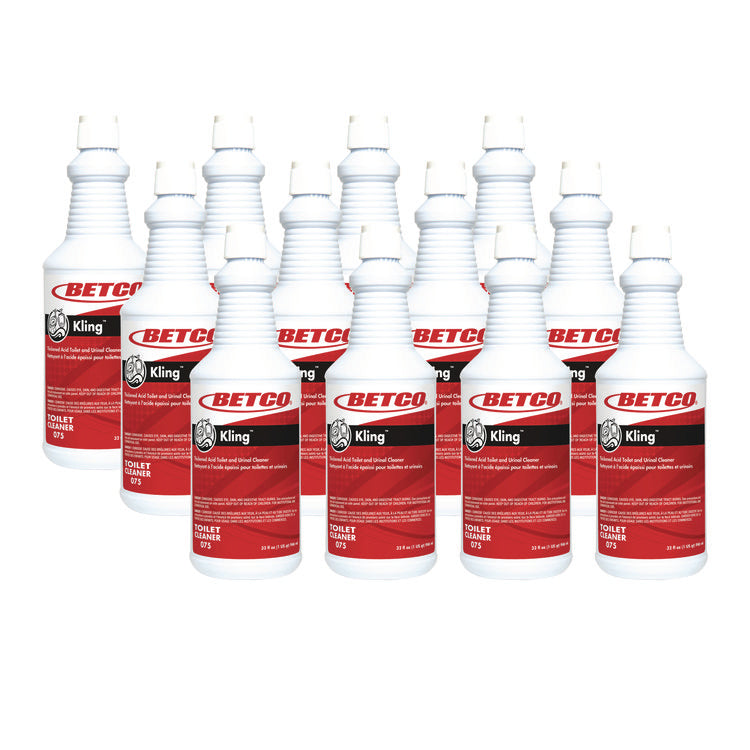 Kling Toilet Bowl Cleaner, Mint-Wintergreen Scent, 32 Oz Bottle, 12/carton