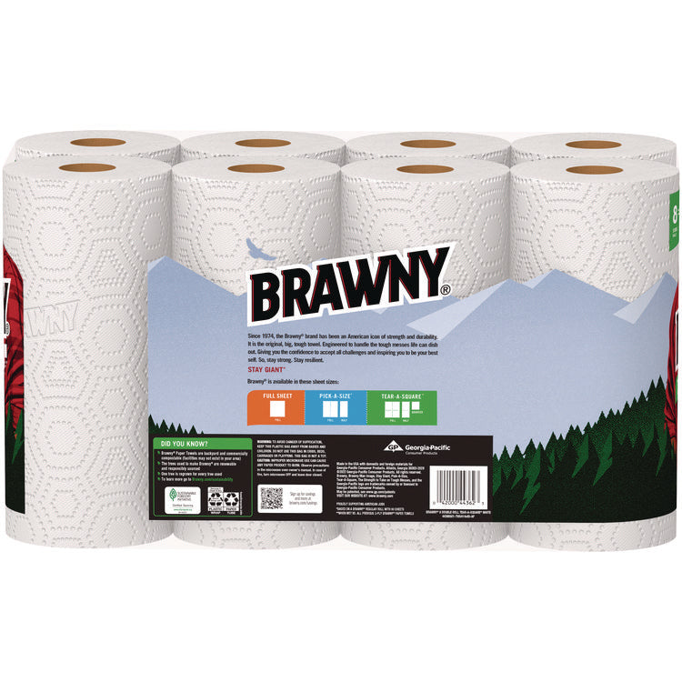 Tear-A-Square Perforated Kitchen Roll Towels, Double Roll, 2-Ply, 11" x 11", White, 120 Sheets/Roll, 8 Rolls/Pack