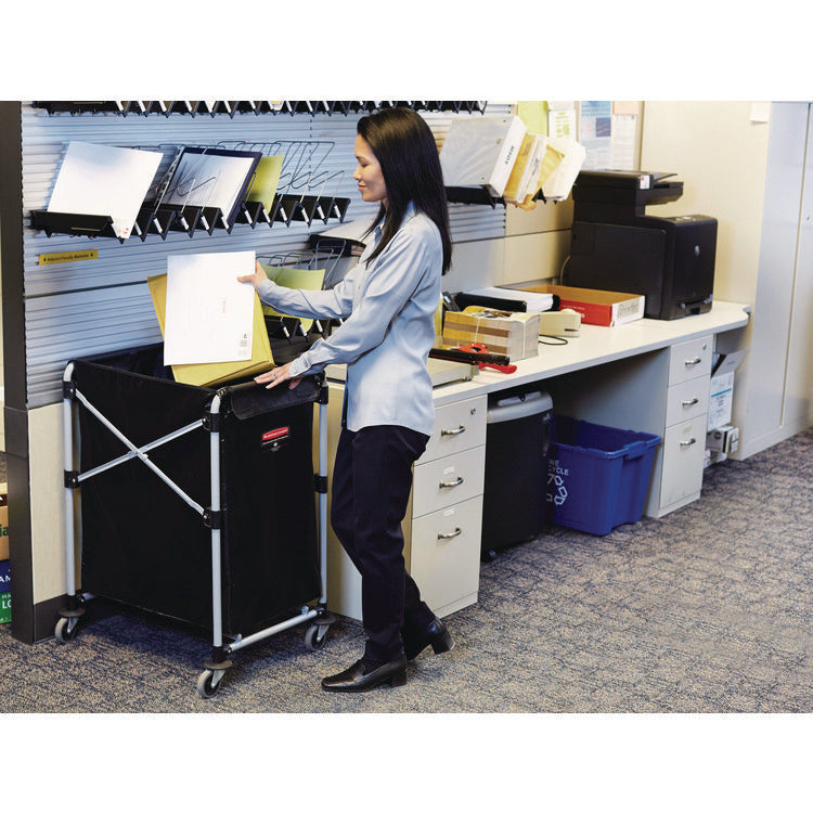 One-Compartment Collapsible X-Cart, Synthetic Fabric, 4.98 cu ft Bin, 20.33" x 24.1" x 34", Black/Silver