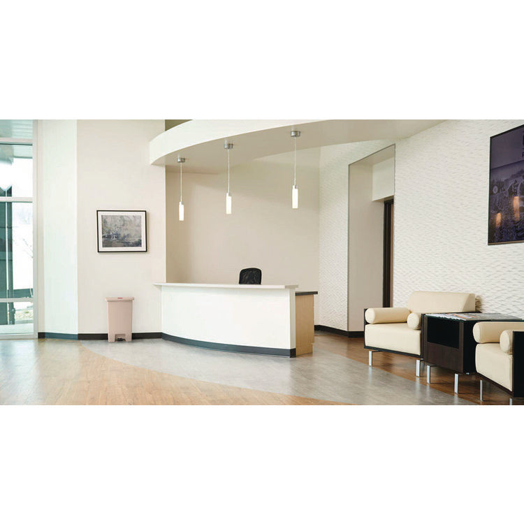 Streamline Resin Step-On Container, Front Step Style, 18 gal, Polyethylene, Beige