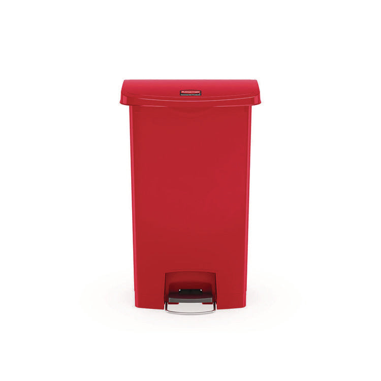 Streamline Resin Step-On Container, Front Step Style, 13 gal, Polyethylene, Red