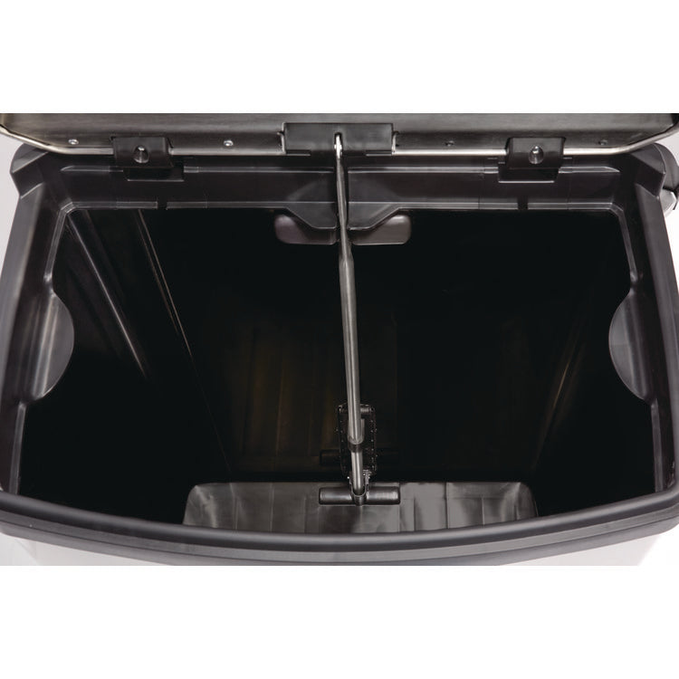 Slim Jim Stainless Steel Step-On Container, Front Step Style, 13 gal, Stainless Steel, Black