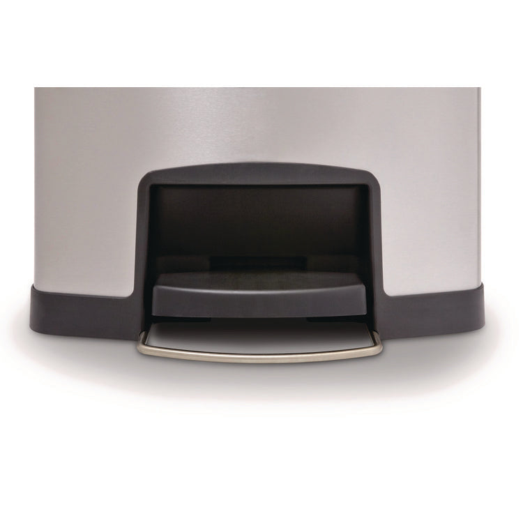 Slim Jim Stainless Steel Step-On Container, Front Step Style, 24 gal, Stainless Steel, Black