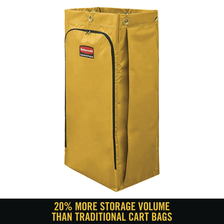 Vinyl Cleaning Cart Bag for Rubbermaid Commercial 9T76, 9T77 and 9T78, 34 gal, 17.5" x 10.5" x 33", Yellow