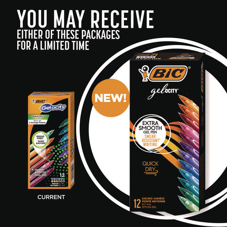 Gel-ocity Quick Dry Gel Pen, Retractable, Fine 0.7 mm, Assorted Ink and Barrel Colors, Dozen