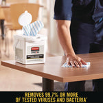 Disposable Microfiber Cleaning Cloths, 12 x 12, White/Blue Stripe, 600/Carton