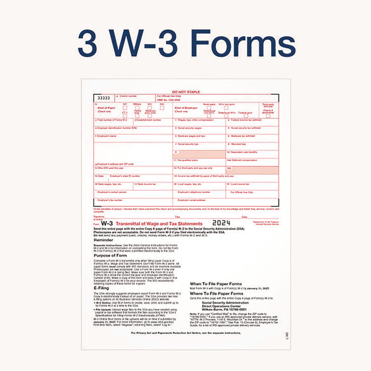 4-Part W-2 Continuous Feed Tax Forms, Fiscal Year: 2024, Four-Part Carbonless, 5.5 x 8.5, 2 Forms/Sheet, 24 Forms Total